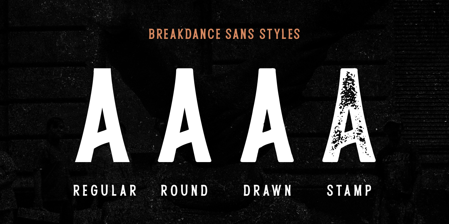 Beispiel einer Breakdance Reborn Serif Stamp Oblique-Schriftart